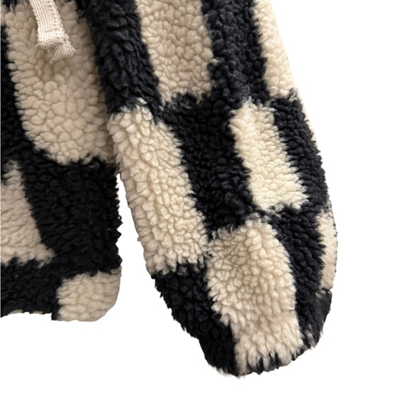 FREE PEOPLE FP MOVEMENT Hit The Slopes Printed Fleece Jacket Black White Checker - Picture 7 of 16